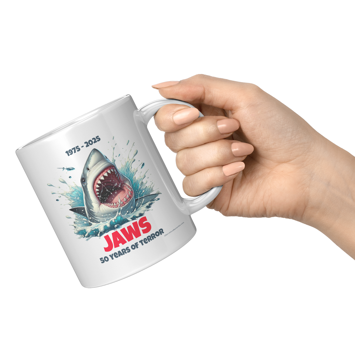 Jaws_-50_Years_of_Terror_Mug_11oz_White_RH_Model_Mockup.png