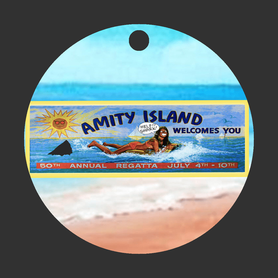 Jaws - Amity Island Welcomes You Billboard (WITH GRAFFITI) Ornament - Get 50% OFF When you By 10 or more! Mix & Match!** GREAT GIFT IDEA!