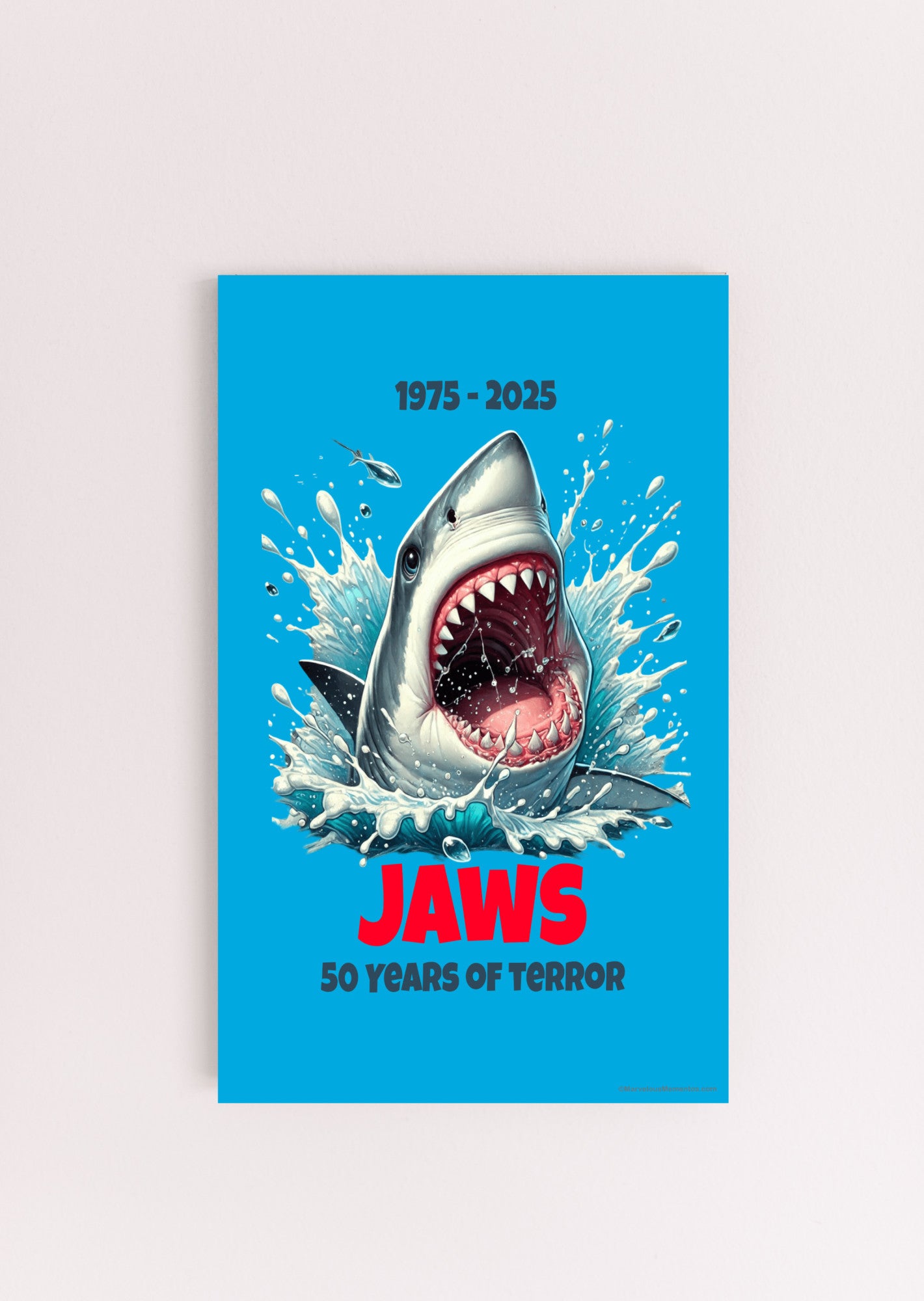 Jaws - 50-Years of Terror, 6x10 Sign, Blue Background