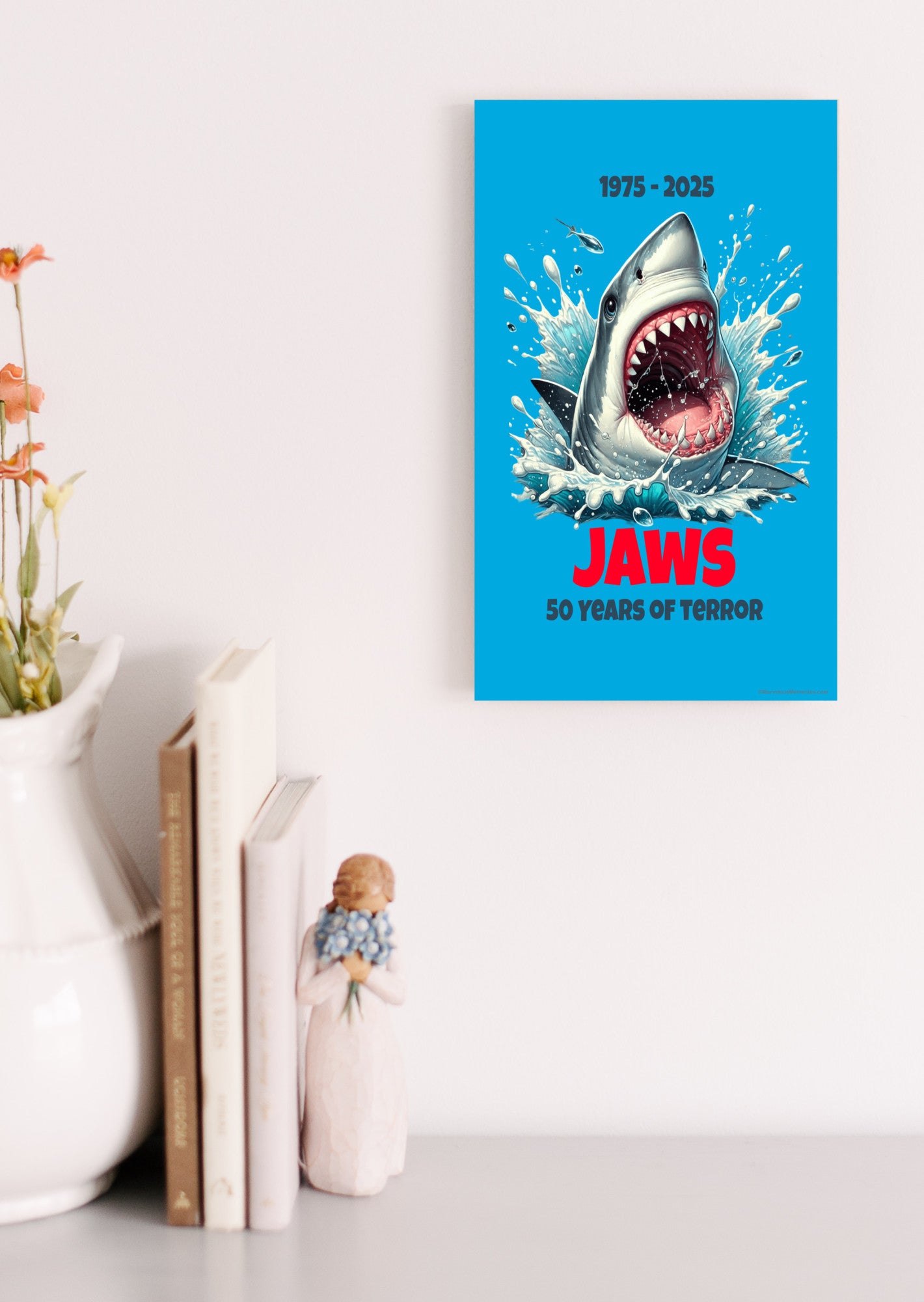Jaws - 50-Years of Terror, 6x10 Sign, Blue Background