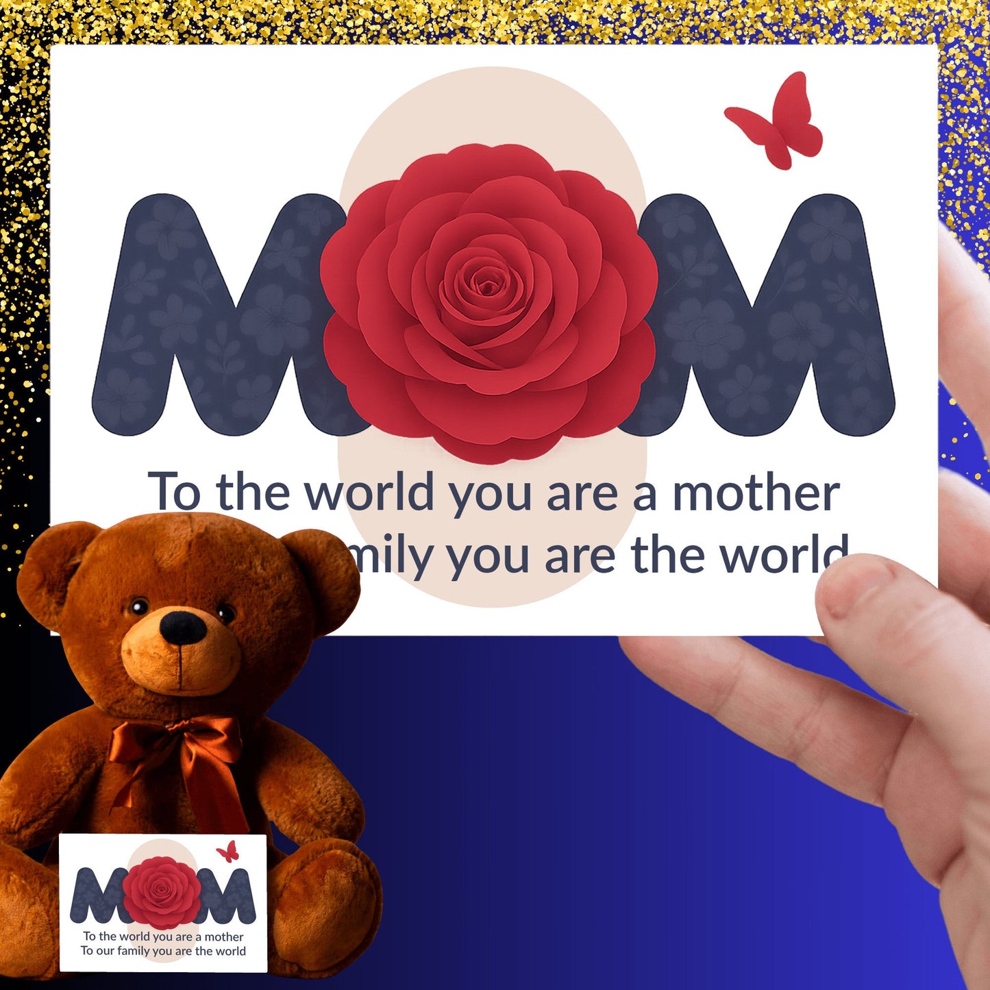 To The World You Are A Mother - Teddy Bear With Canvas Message Card