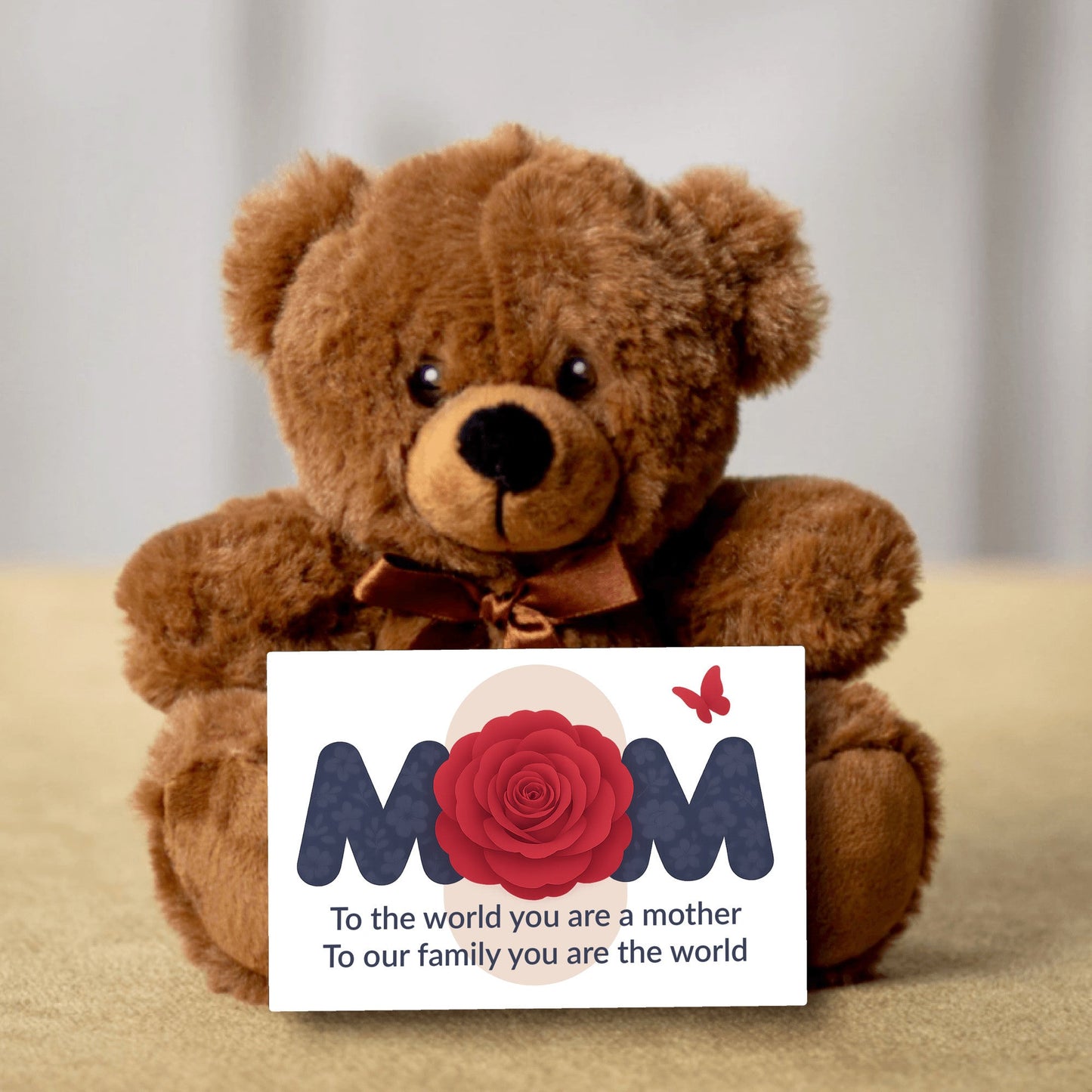 To The World You Are A Mother - Teddy Bear With Canvas Message Card