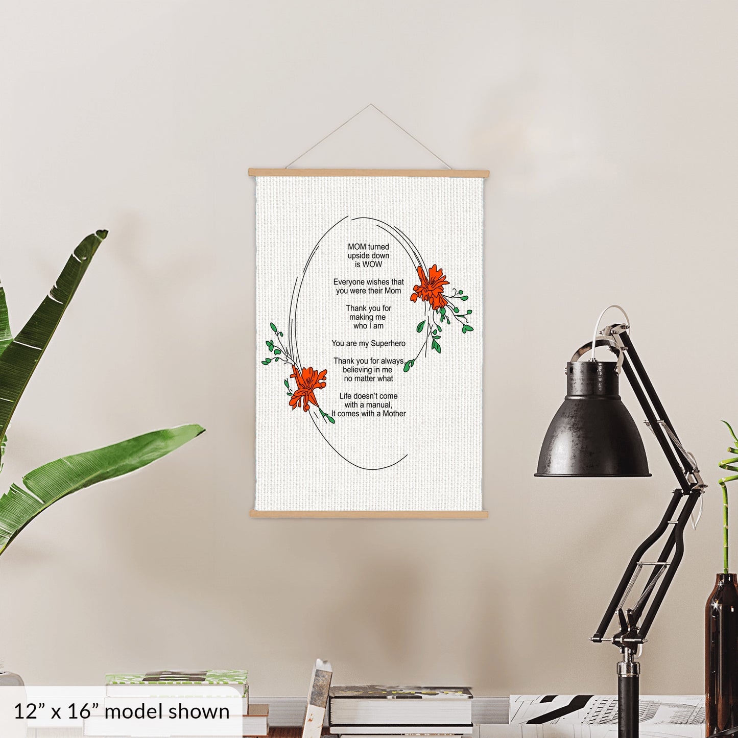 MOM Upside Down Is WOW - Hanging Canvas