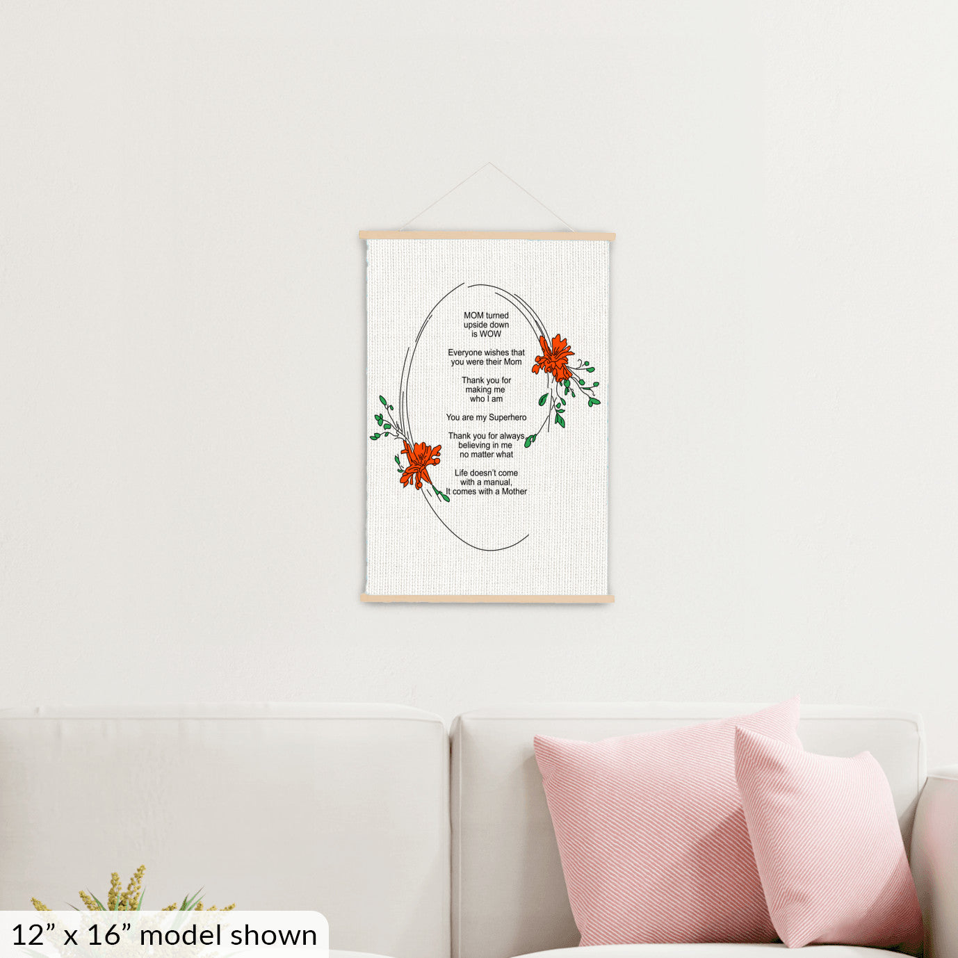 MOM Upside Down Is WOW - Hanging Canvas