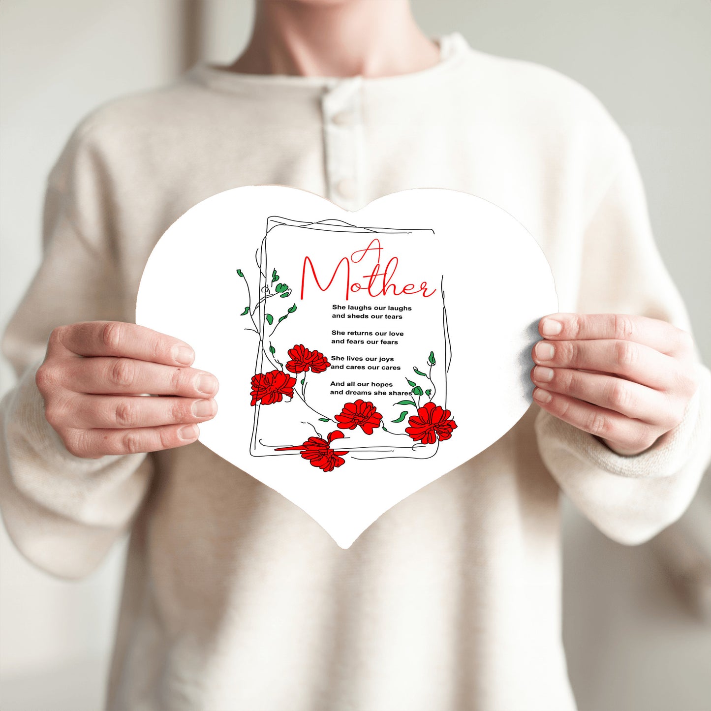 A Mother Poem - Heart Shaped Sign