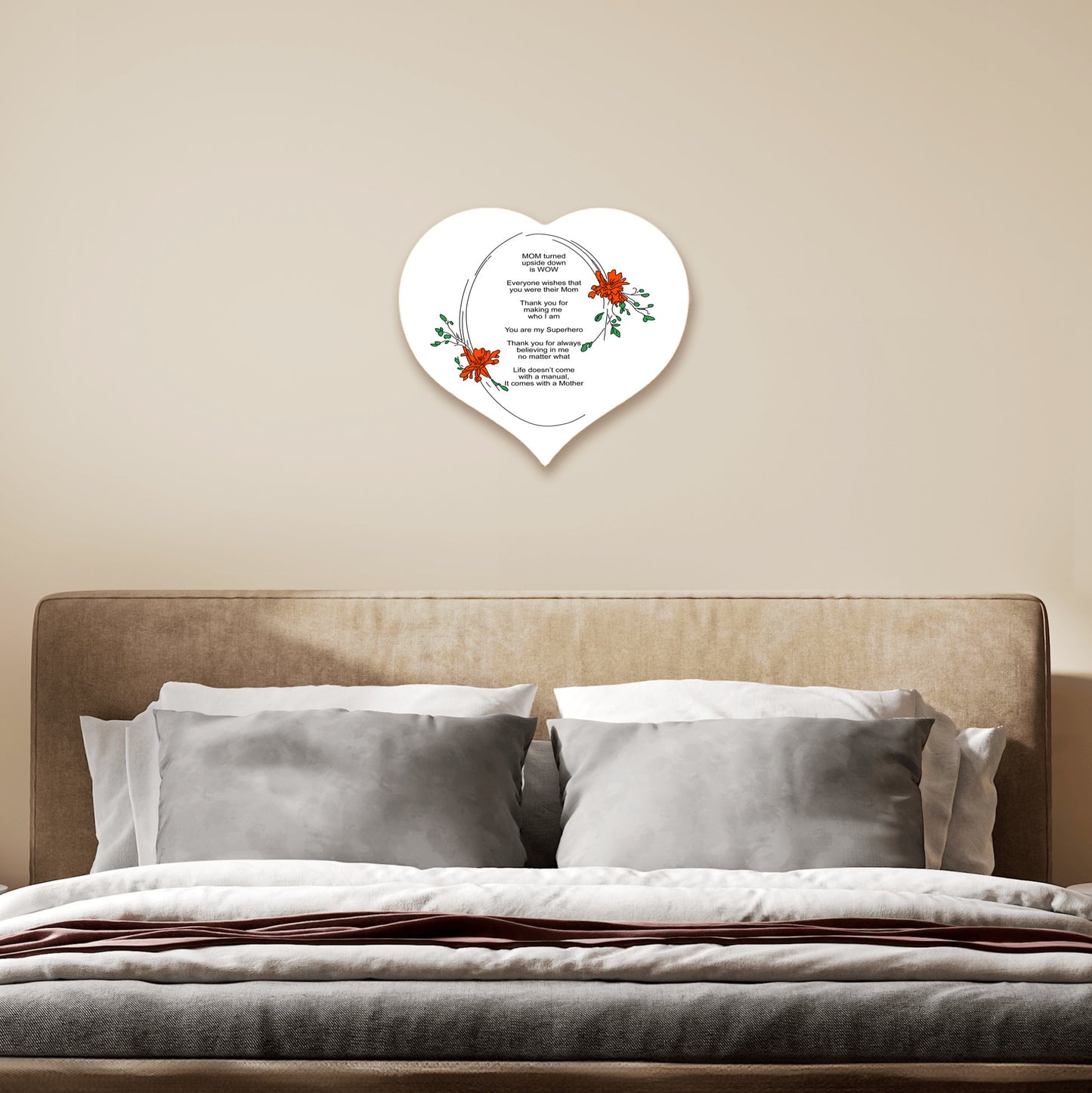 MOM Upside Down Is WOW - Heart Shaped Sign