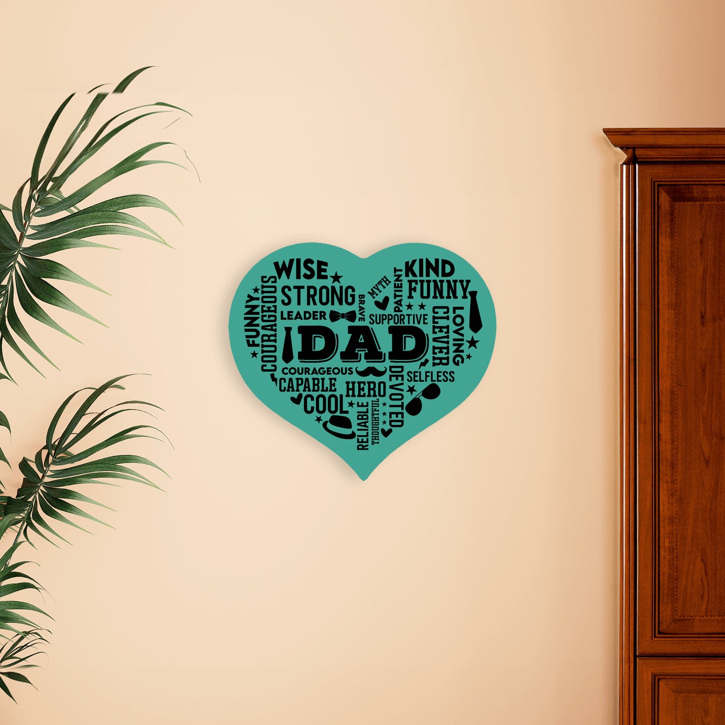 Heart Shaped DAD Word Art MDF Sign