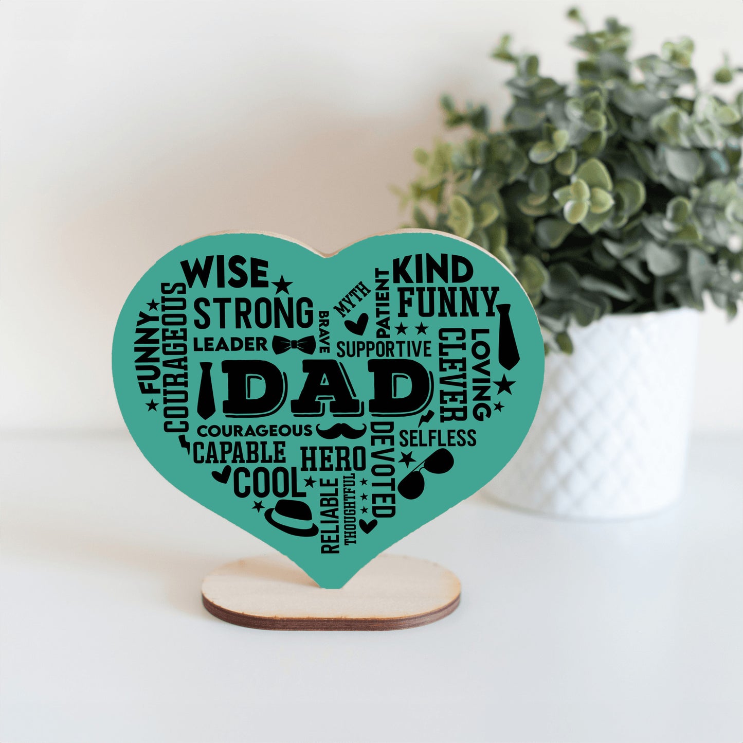 Heart Shaped DAD Word Art MDF Sign