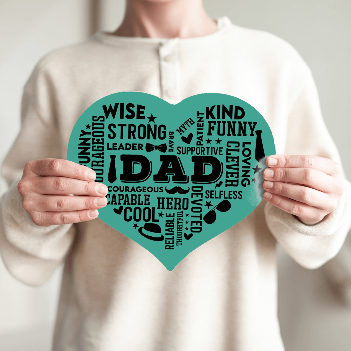 Heart Shaped DAD Word Art MDF Sign