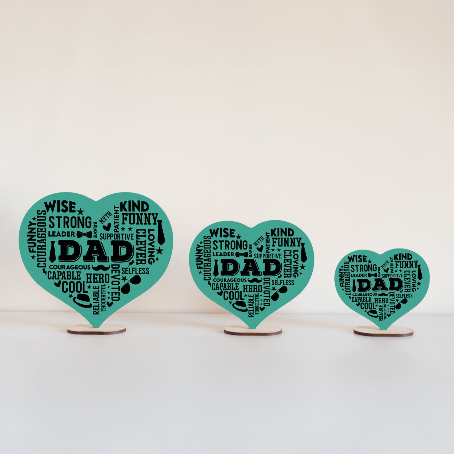 Heart Shaped DAD Word Art MDF Sign