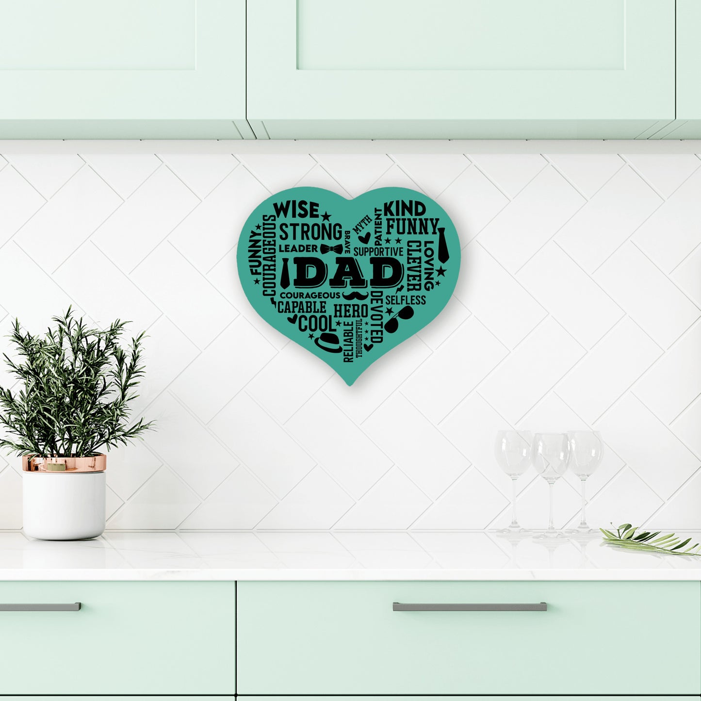 Heart Shaped DAD Word Art MDF Sign