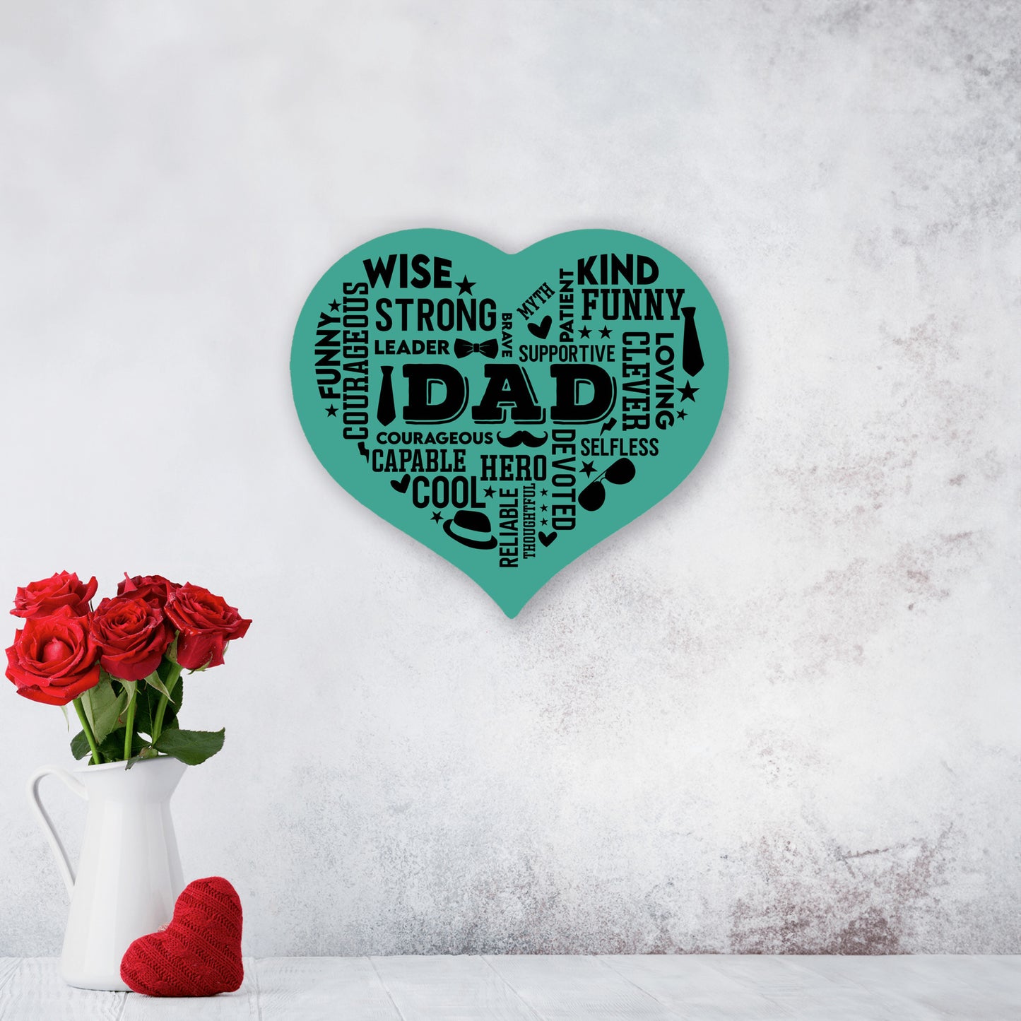 Heart Shaped DAD Word Art MDF Sign