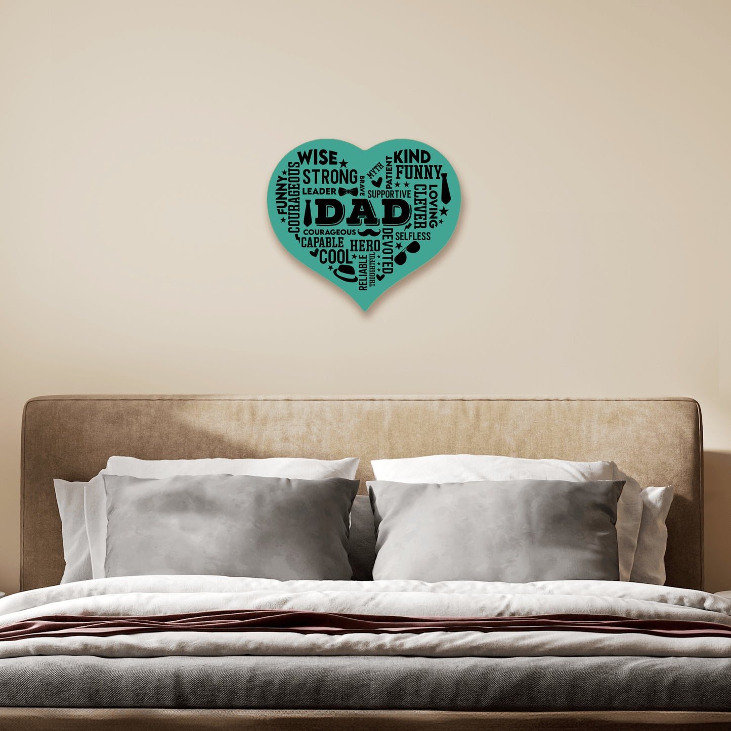 Heart Shaped DAD Word Art MDF Sign