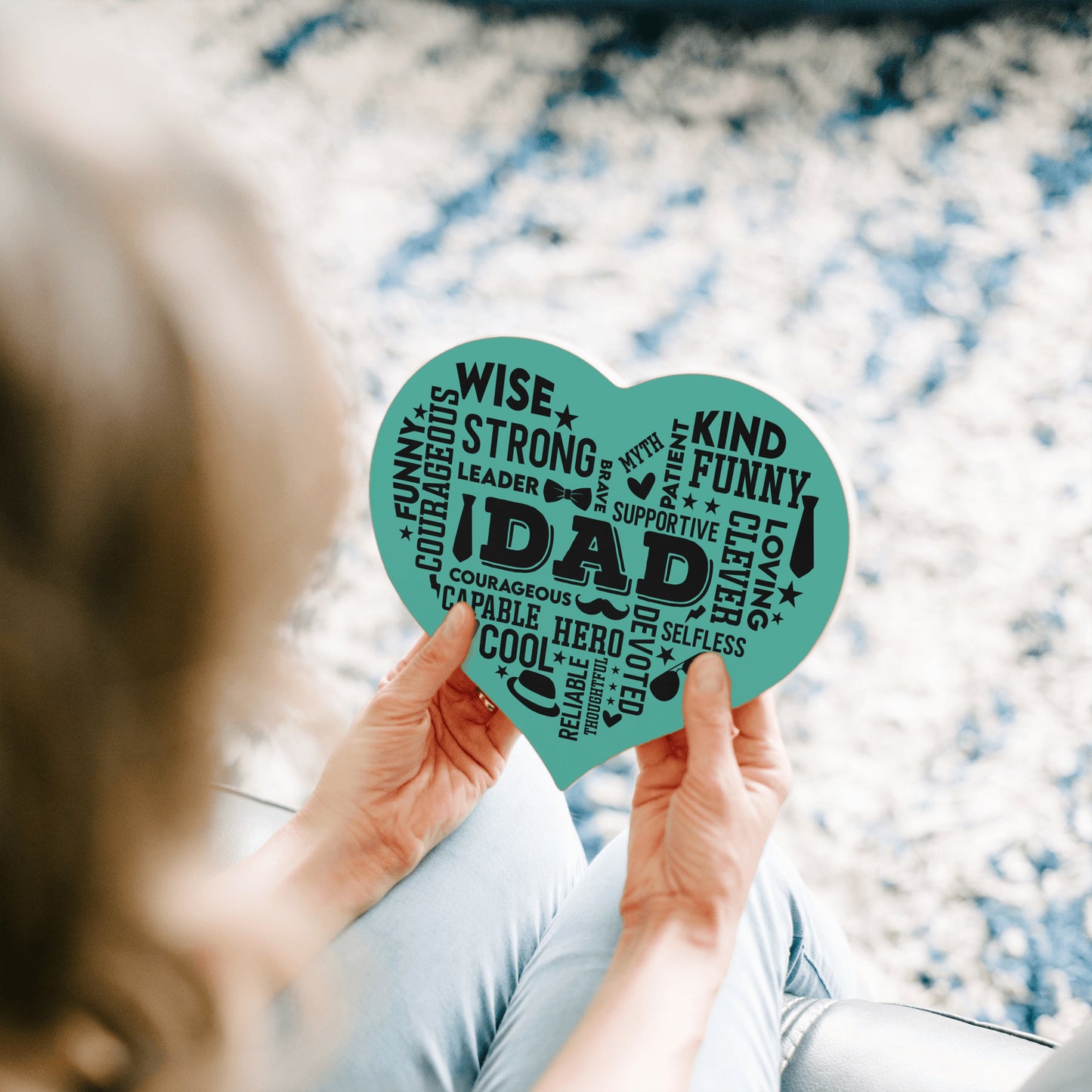 Heart Shaped DAD Word Art MDF Sign