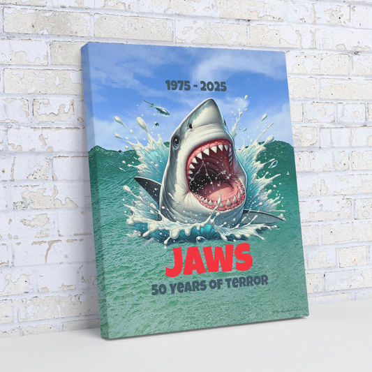 Jaws_-_50_Years_of_Terror_16x20_Canvas_V_Angle_Wall_Mockup.png
