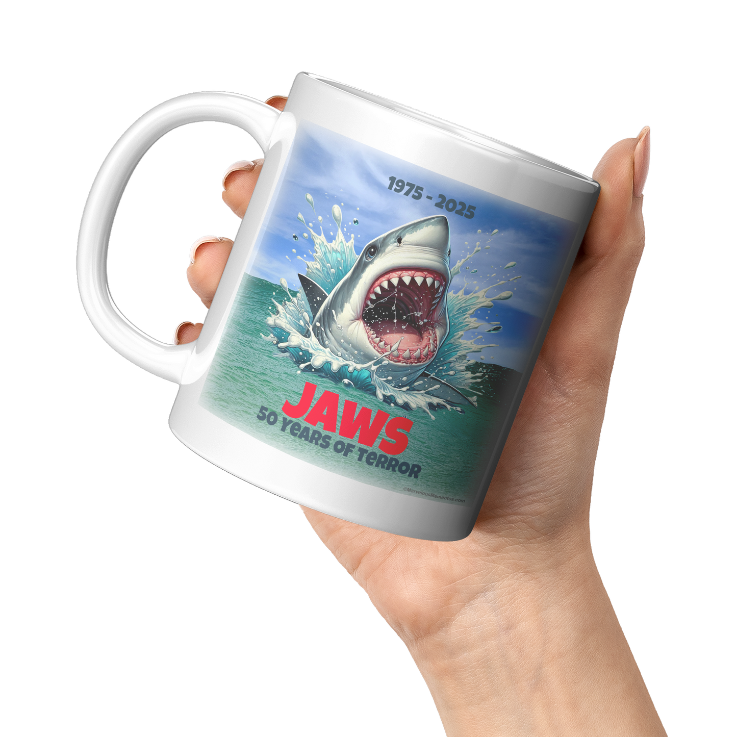 Jaws_-_50_Years_of_Terror_Mug_-_Ocean-S_11oz_White_LH_Model_Mockup.png
