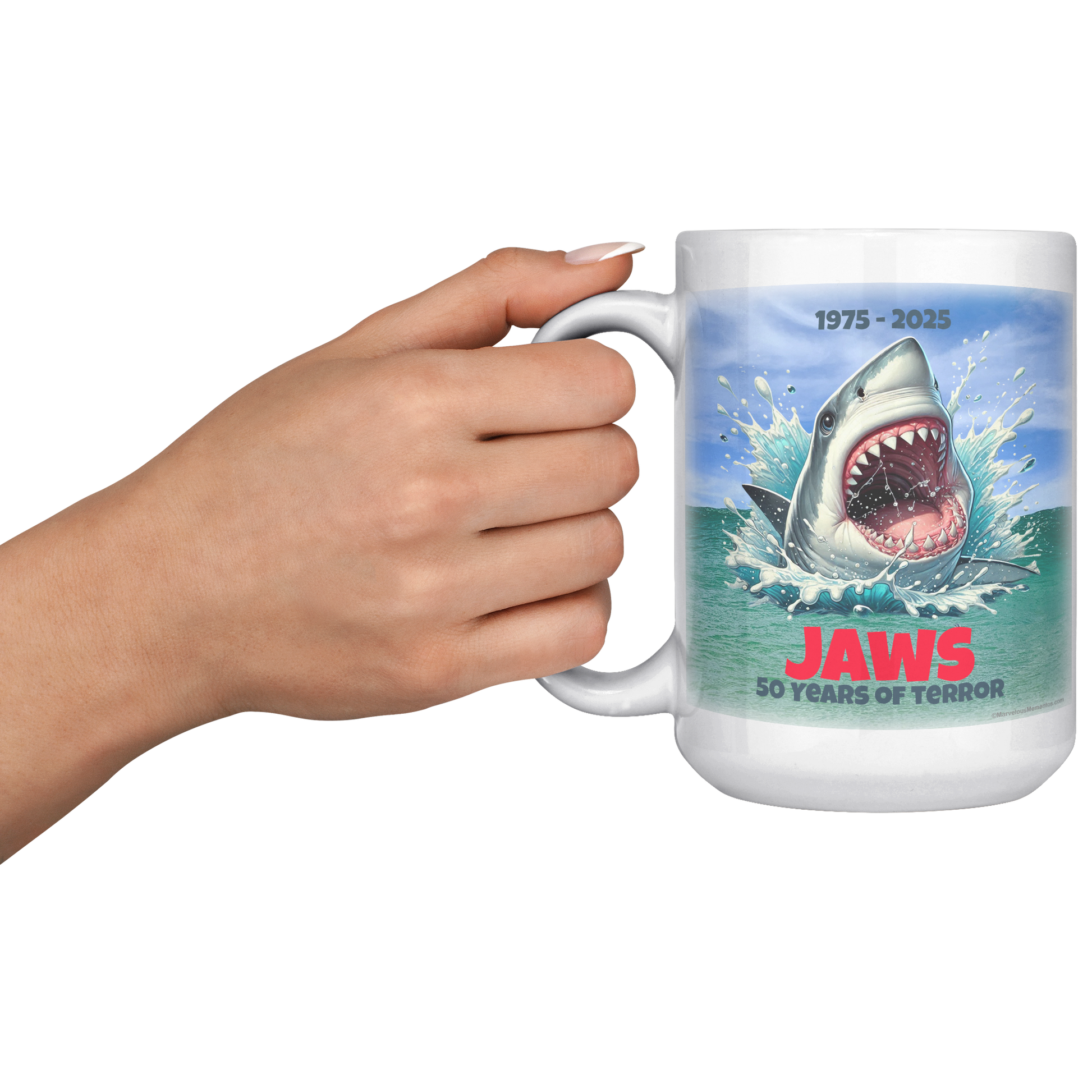Jaws_-_50_Years_of_Terror_Mug_-_Ocean-S_15oz_White_LH_Model_Mockup.png