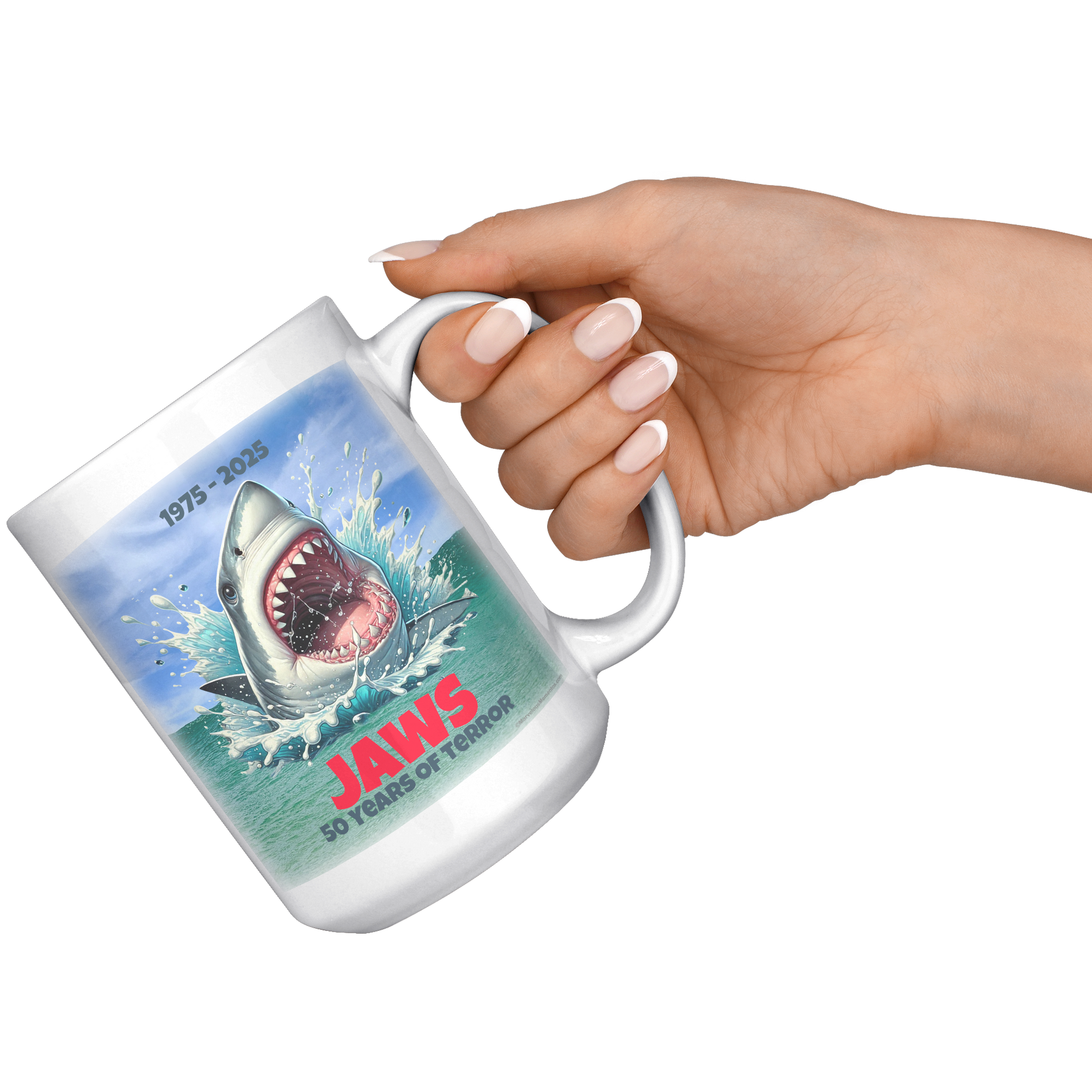 Jaws_-_50_Years_of_Terror_Mug_-_Ocean-S_15oz_White_RH_Model_Mockup.png