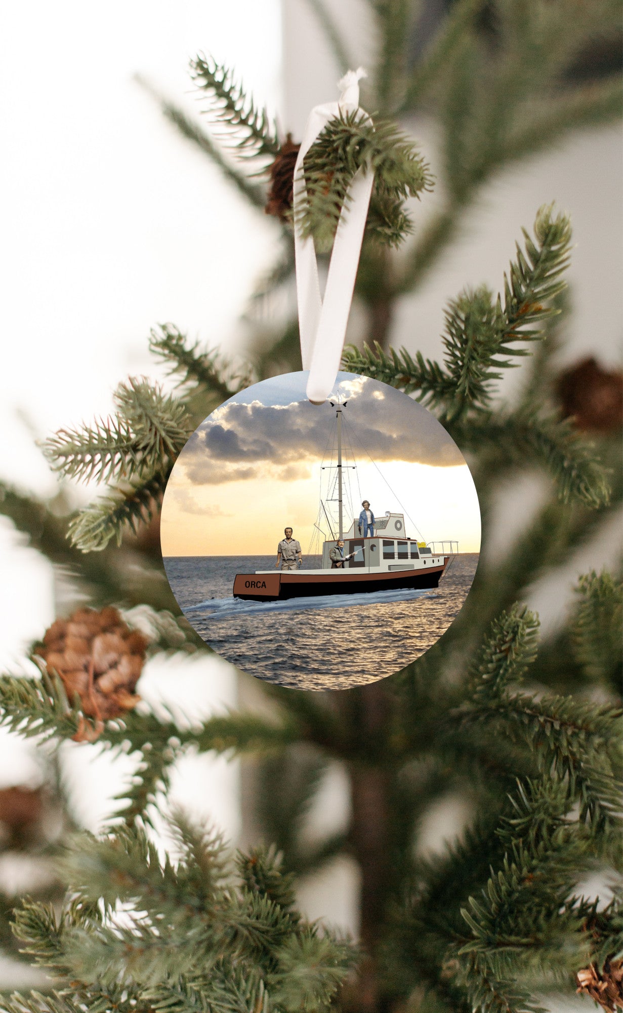 Jaws - Brody, Quint, Hooper on Orca Sunset, Ornament - Get 50% OFF When you By 10 or more! Mix & Match!**  GREAT GIFT IDEA!