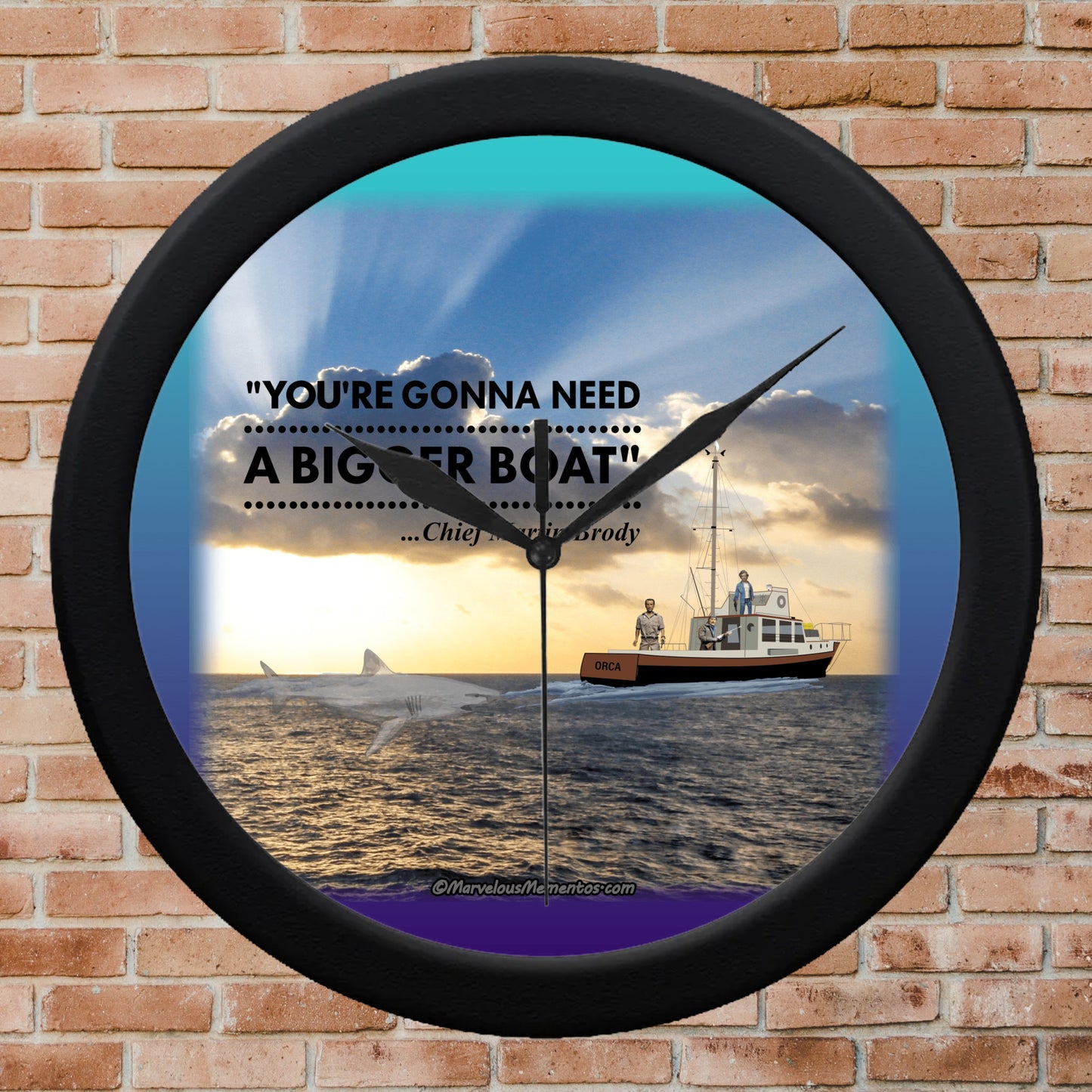 Jaws - Need A Bigger Boat Scene, Sunset - Wall Clock
