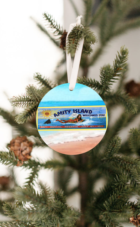Jaws - Amity Island Welcomes You Billboard (WITH GRAFFITI) Ornament - Get 50% OFF When you By 10 or more! Mix & Match!**  GREAT GIFT IDEA!