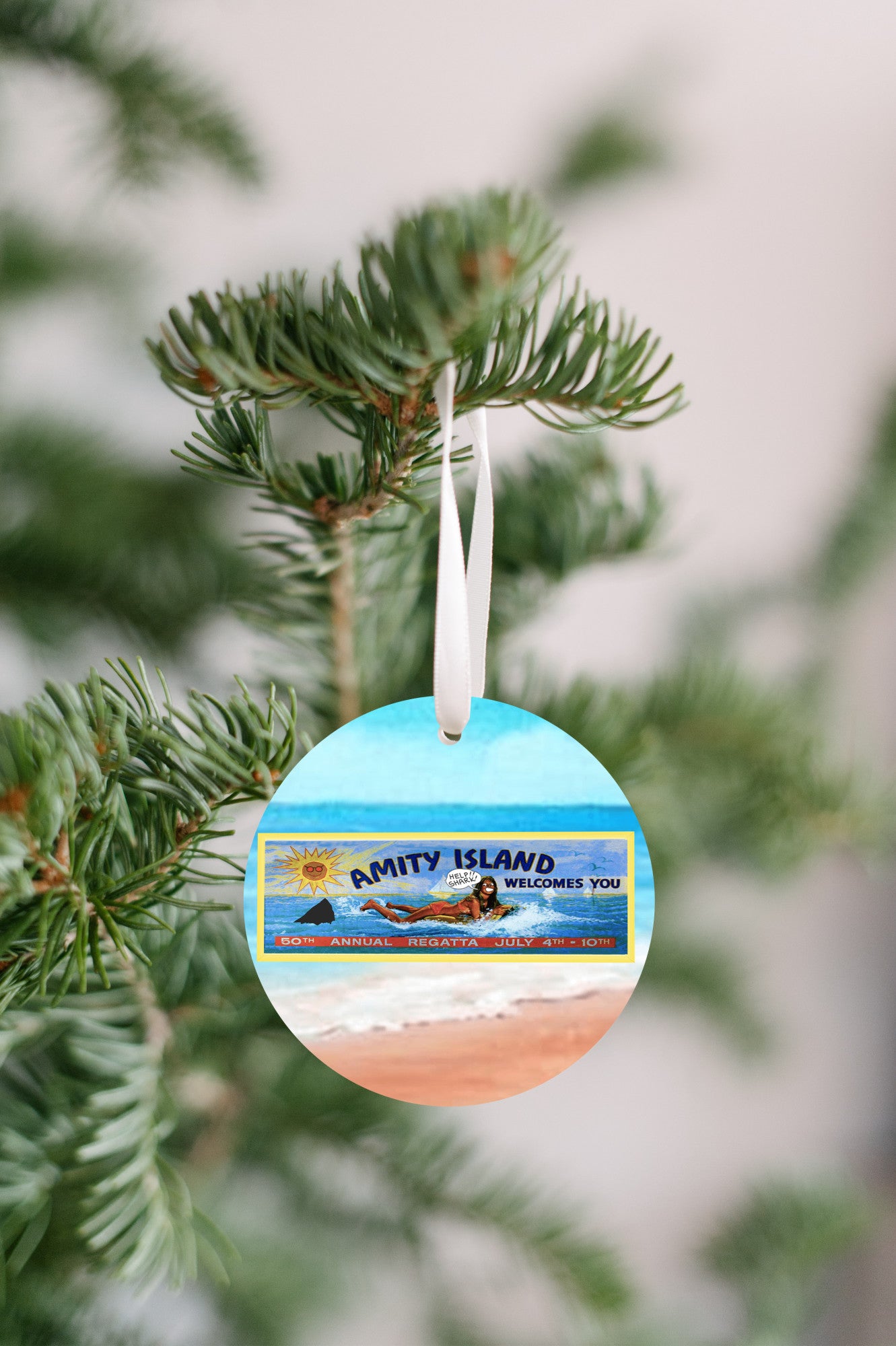 Jaws - Amity Island Welcomes You Billboard (WITH GRAFFITI) Ornament - Get 50% OFF When you By 10 or more! Mix & Match!**  GREAT GIFT IDEA!