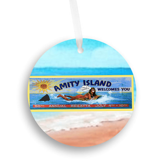 Jaws - Amity Island Welcomes You Billboard (WITH GRAFFITI) Ornament - Get 50% OFF When you buy 10 or more! Mix & Match!**  GREAT GIFT IDEA!