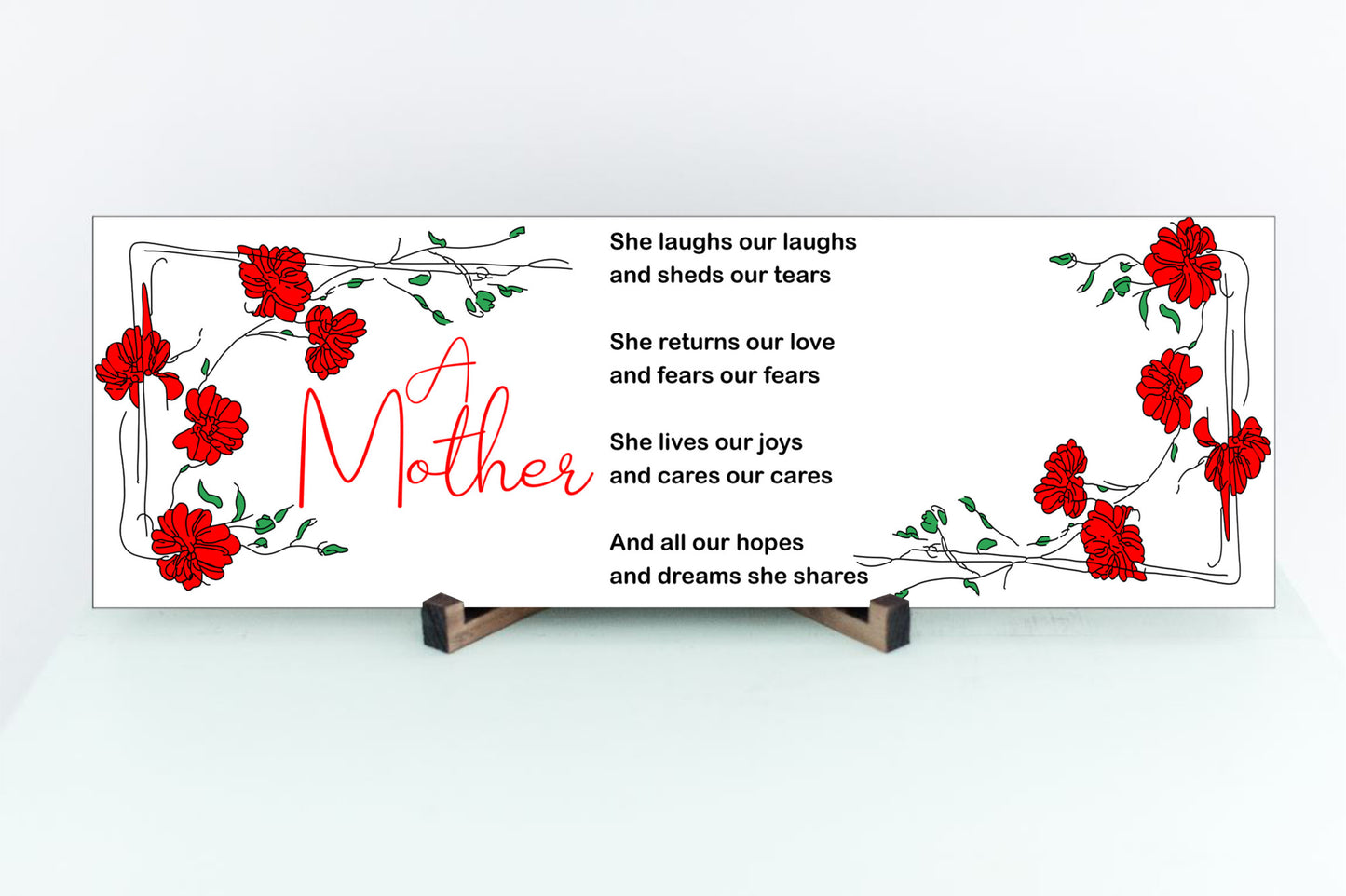 A Mother Laughs Our Laughs Poem - 15x5 Sign
