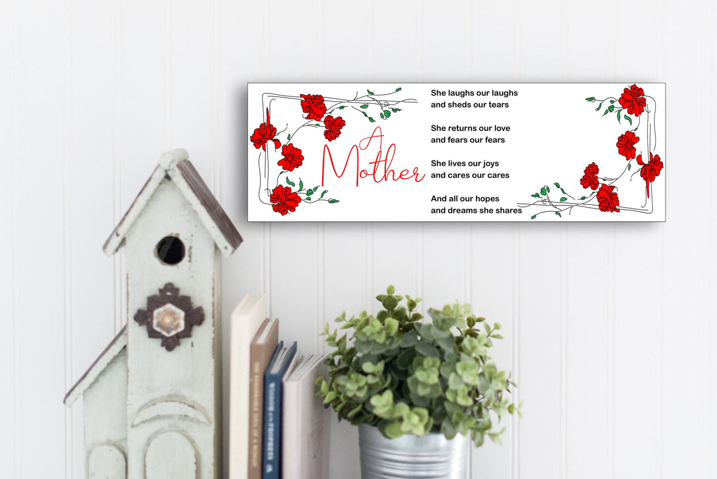 A Mother Laughs Our Laughs Poem - 15x5 Sign
