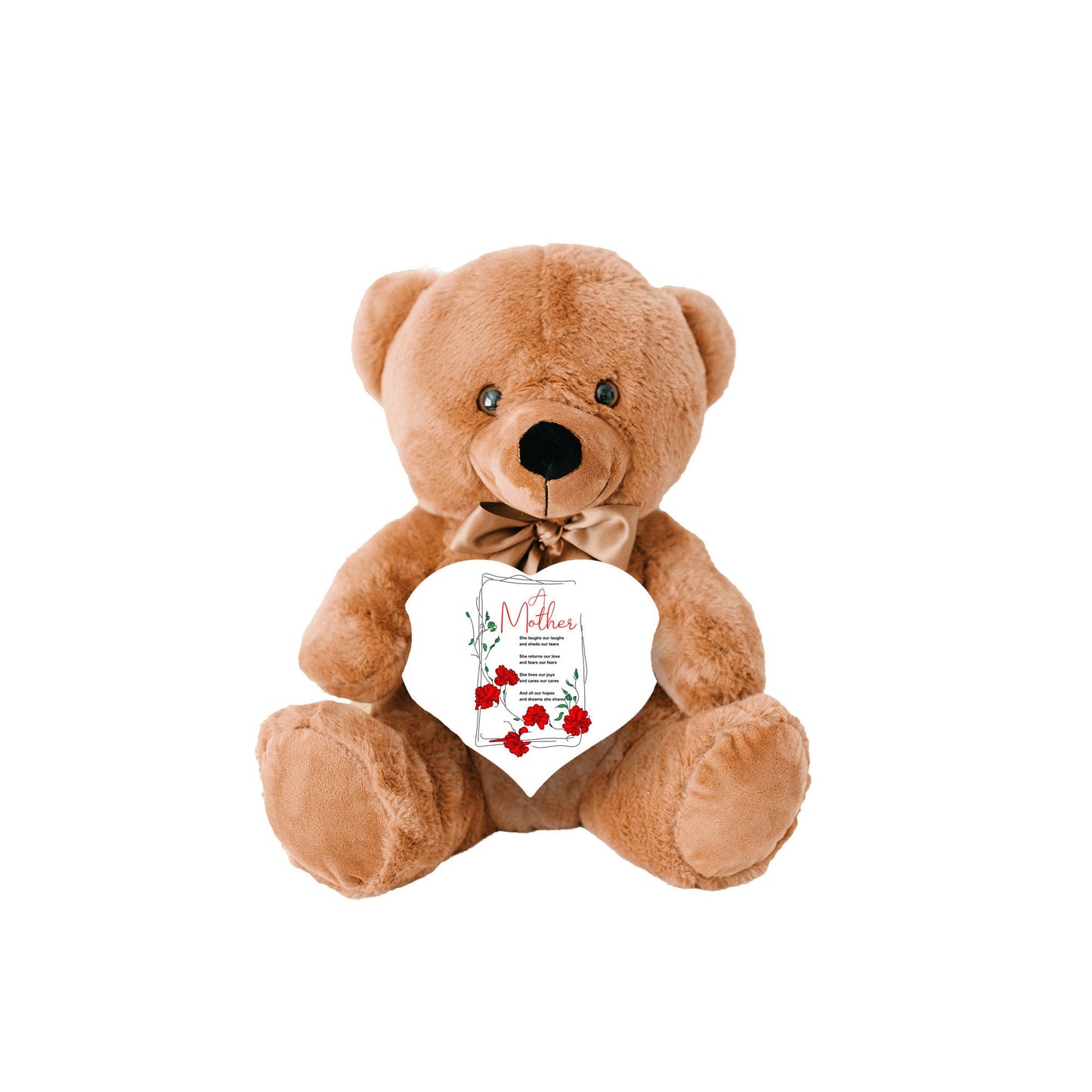 A Mother Poem - Teddy Bear With Heart Shaped Sign