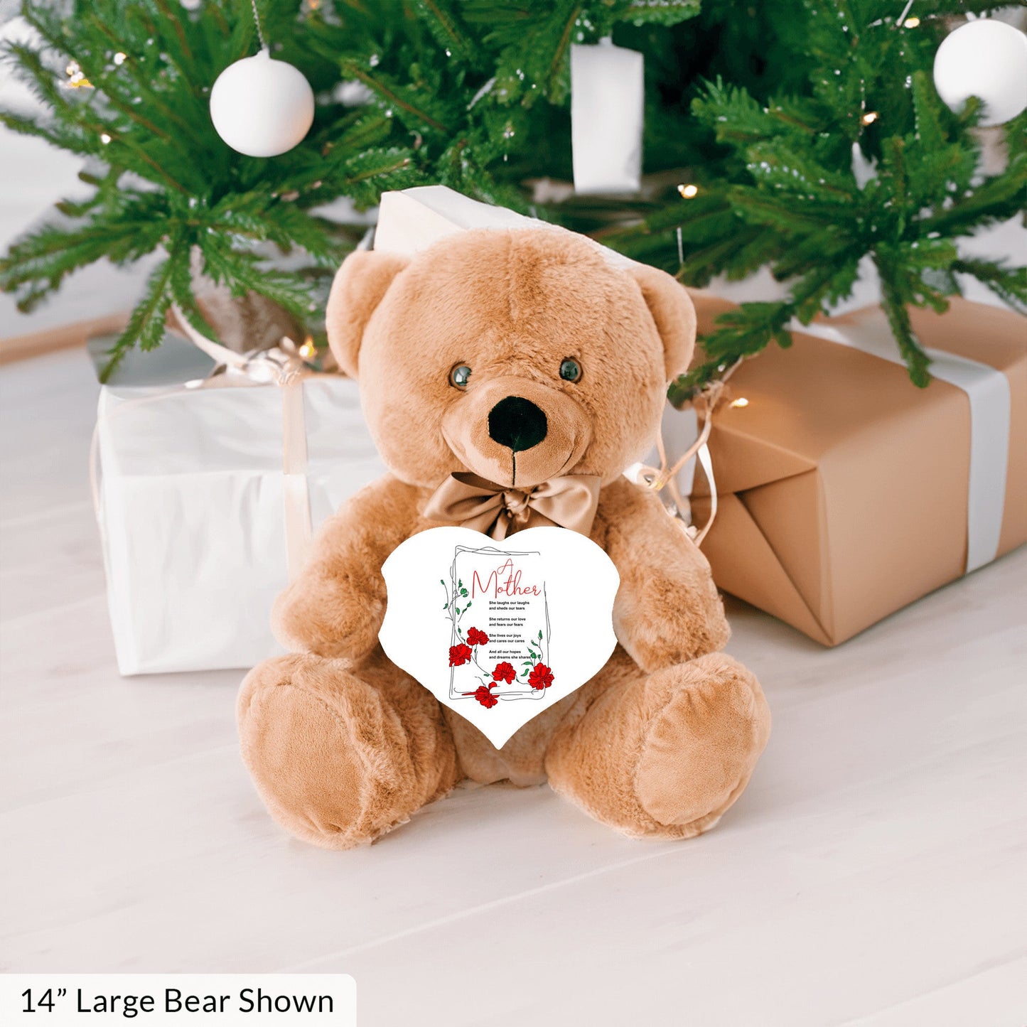 A Mother Poem - Teddy Bear With Heart Shaped Sign