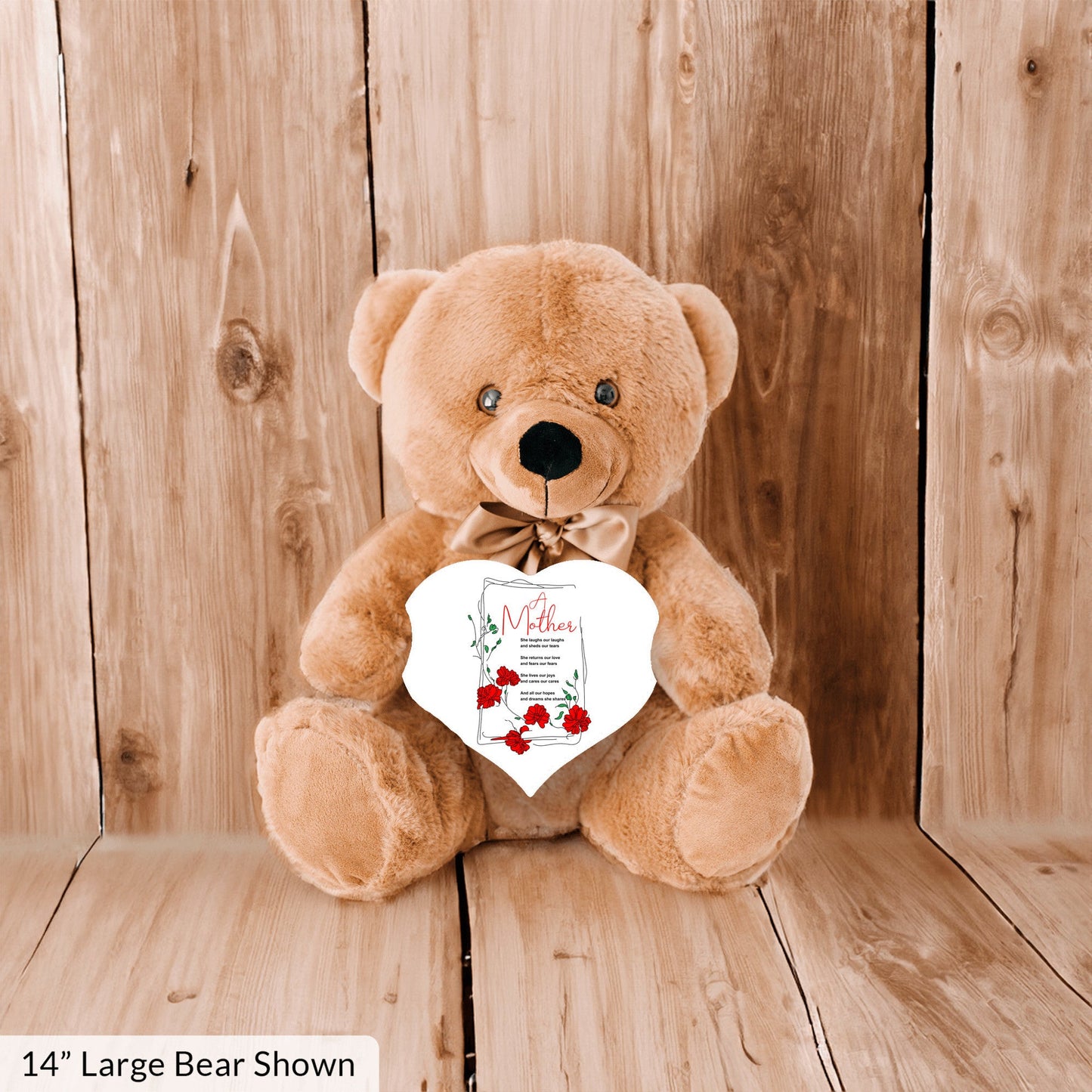 A Mother Poem - Teddy Bear With Heart Shaped Sign