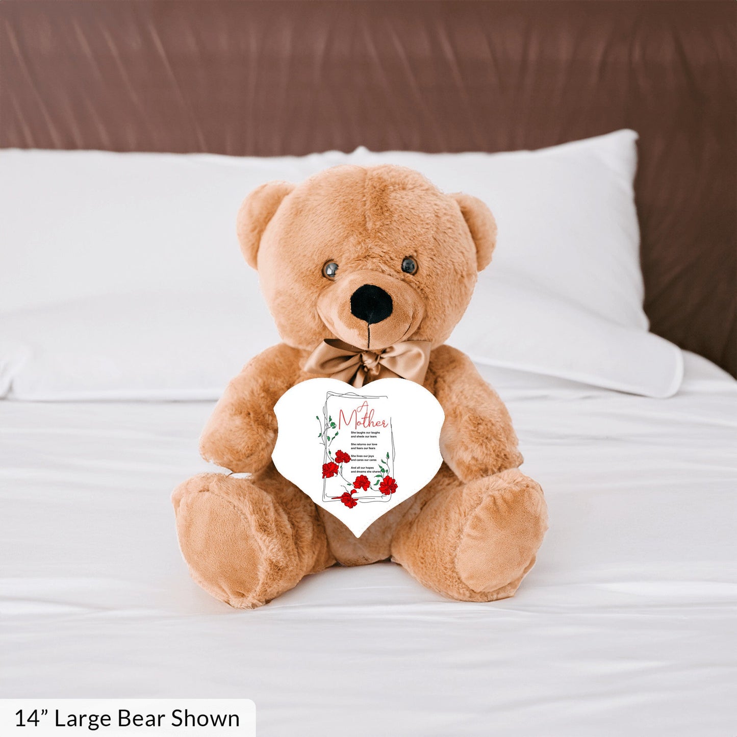 A Mother Poem - Teddy Bear With Heart Shaped Sign