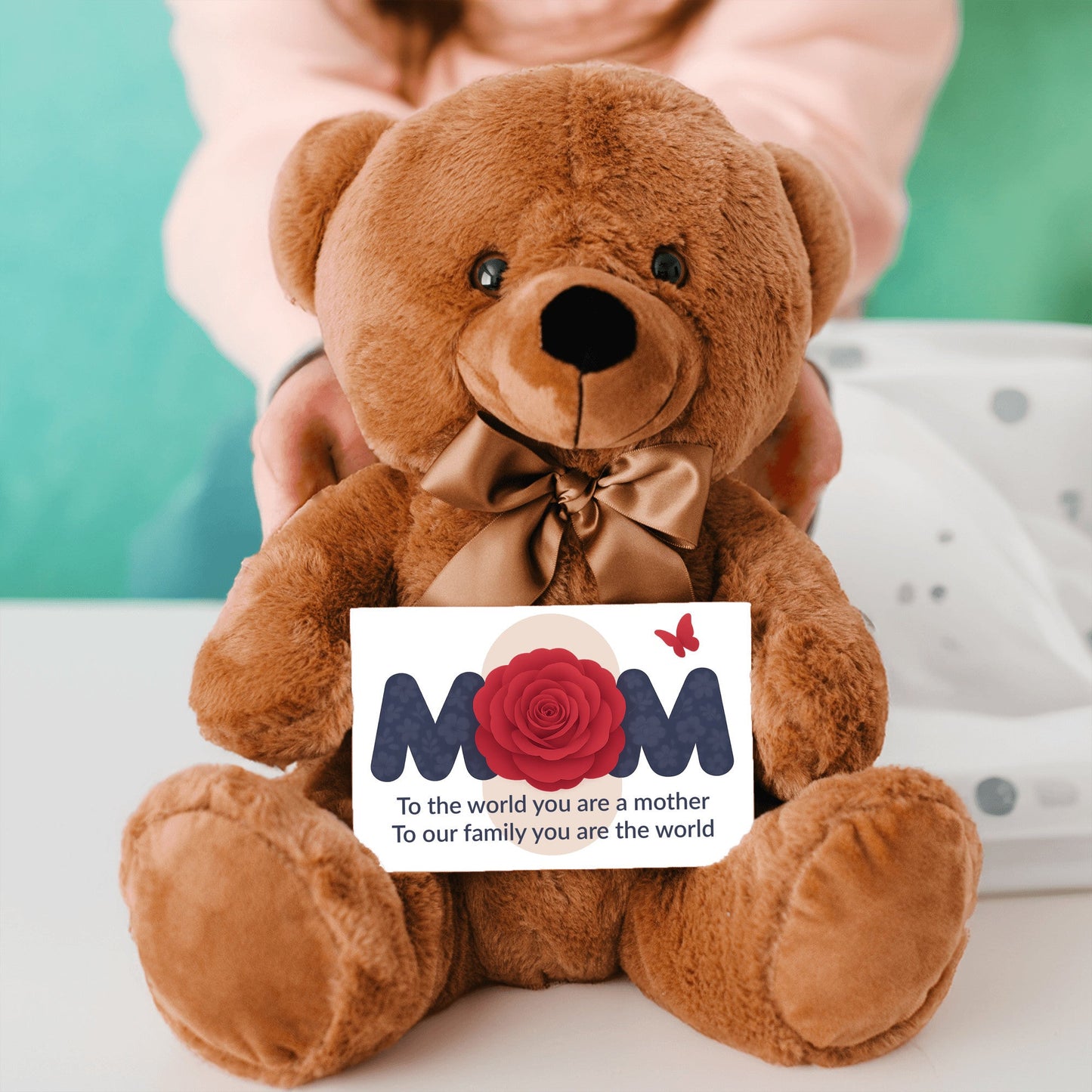 To The World You Are A Mother - Teddy Bear With Canvas Message Card