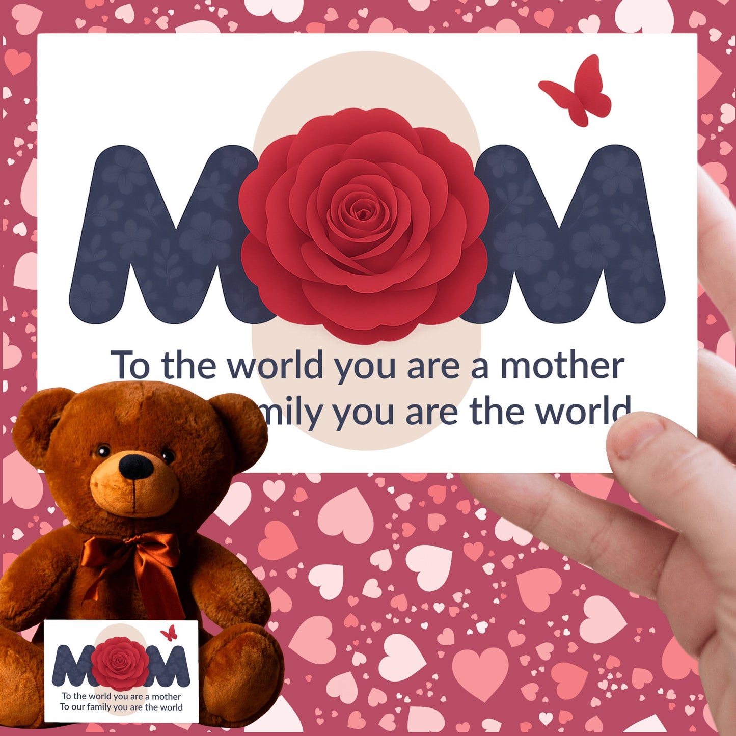 To The World You Are A Mother - Teddy Bear With Canvas Message Card