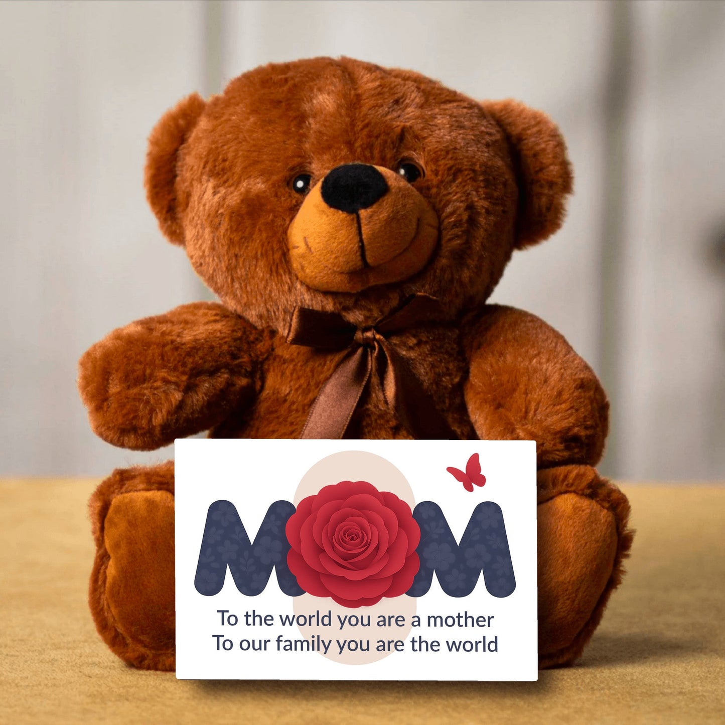 To The World You Are A Mother - Teddy Bear With Canvas Message Card