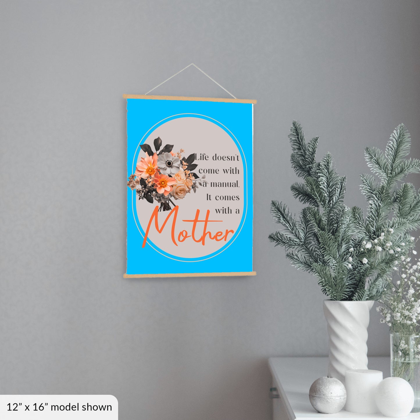 Life Comes With A Mother - Hanging Canvas, Blue