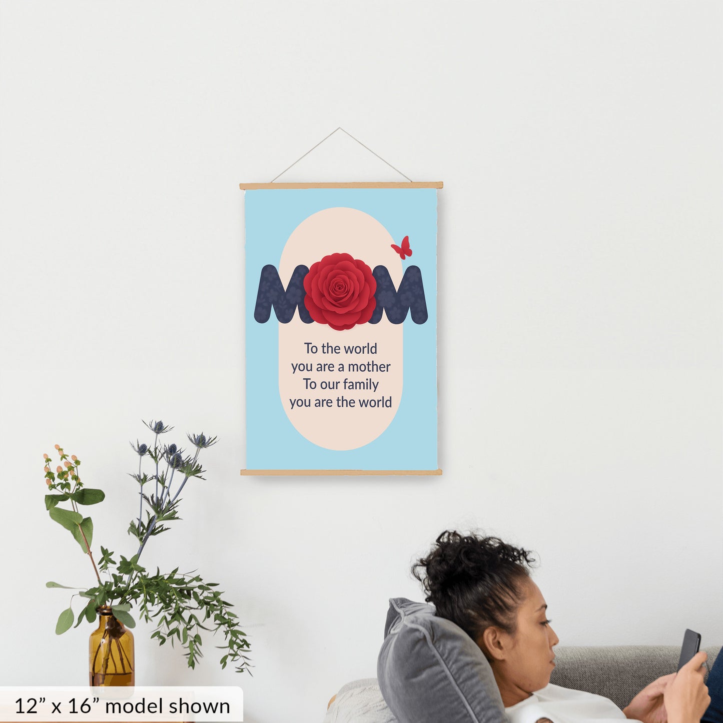 To The World You Are A Mother - Hanging Canvas, Lt Blue