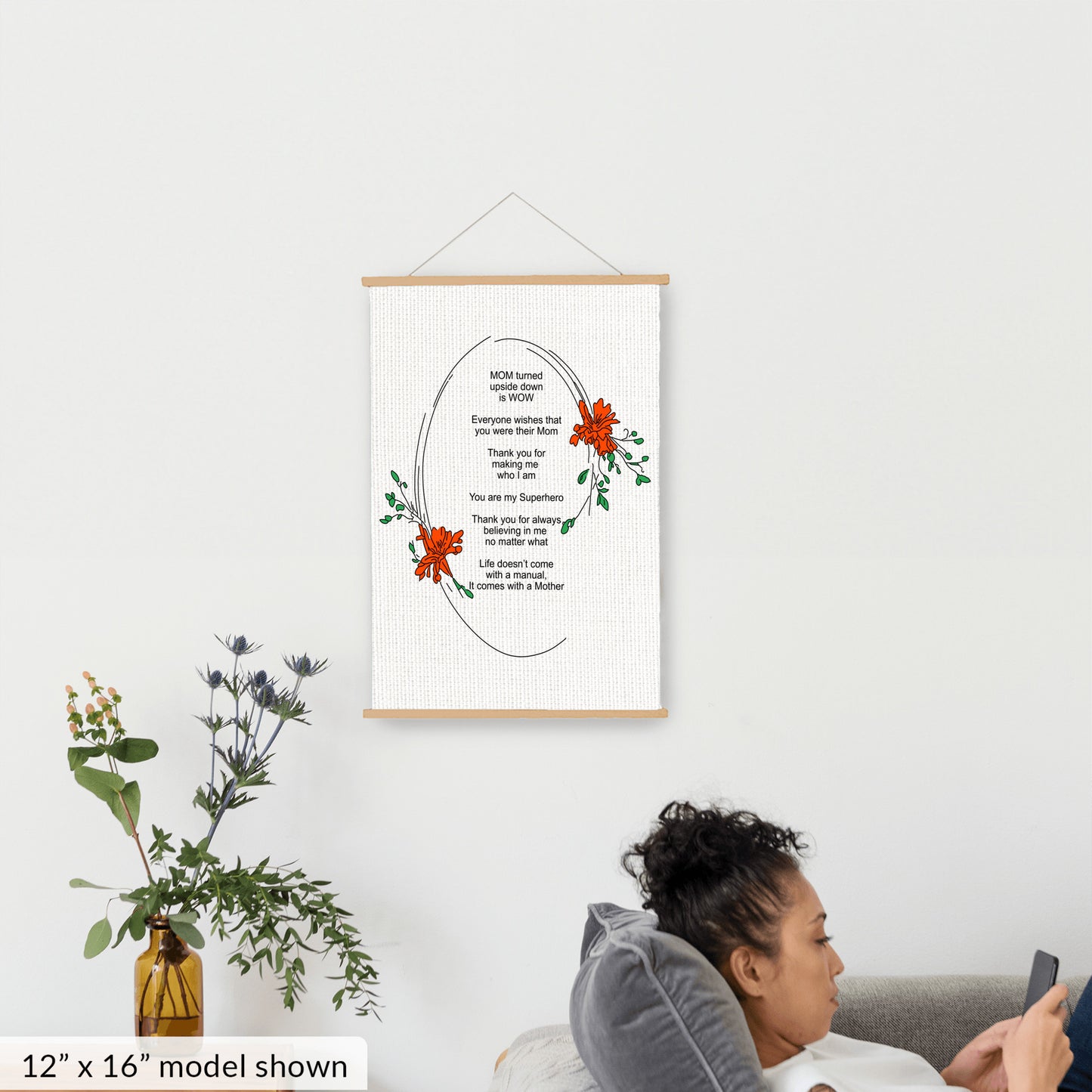 MOM Upside Down Is WOW - Hanging Canvas