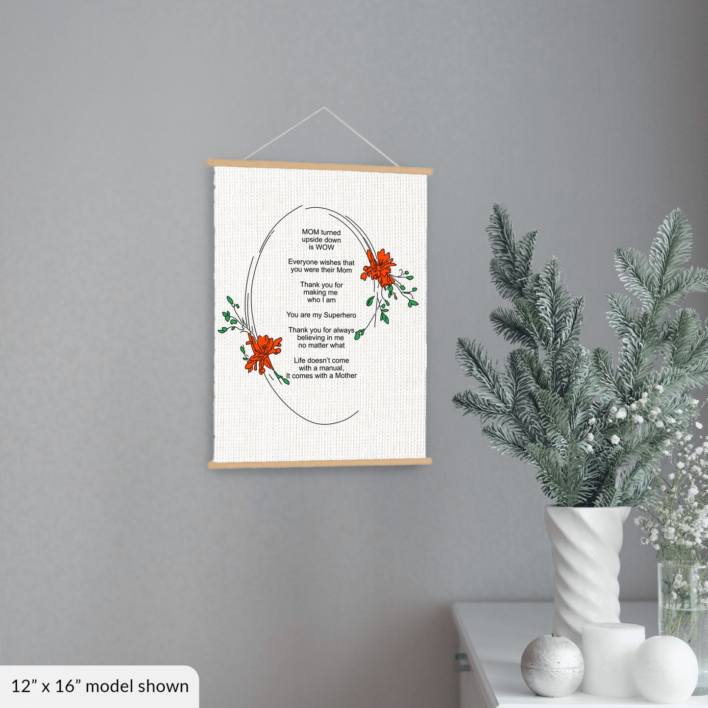 MOM Upside Down Is WOW - Hanging Canvas