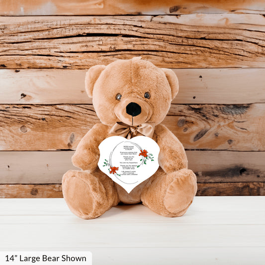 MOM Upside Down Is WOW - Teddy Bear With Heart Shaped Sign
