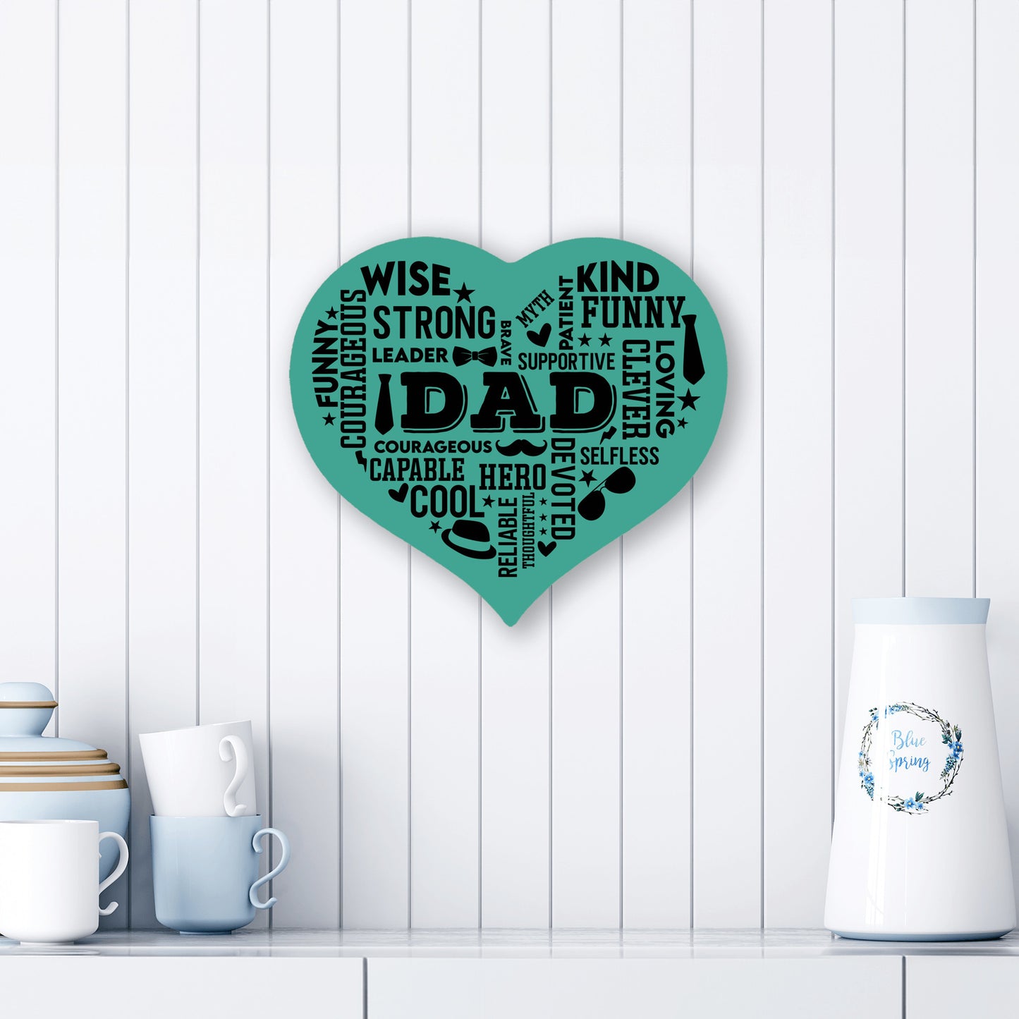 Heart Shaped DAD Word Art MDF Sign