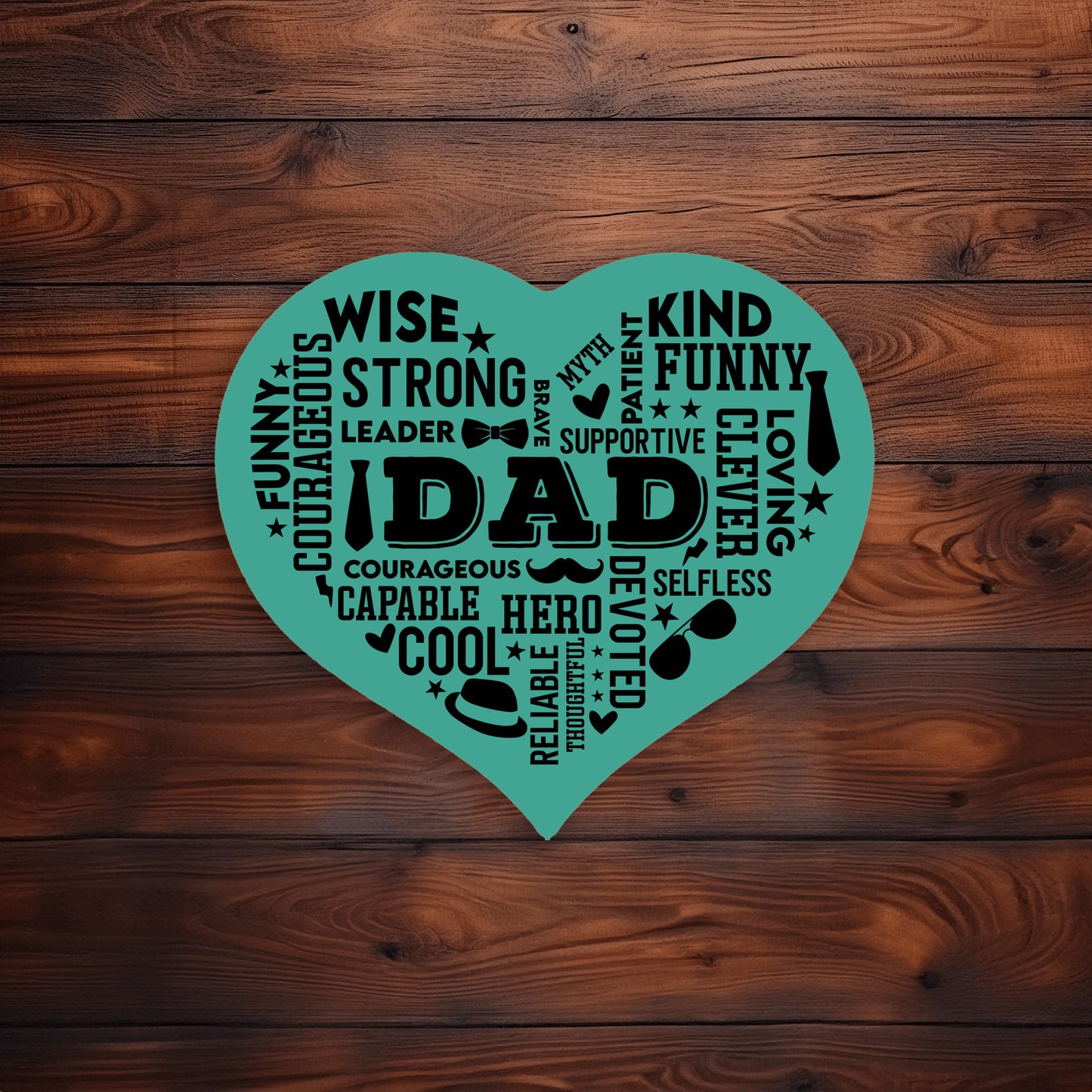 Heart Shaped DAD Word Art MDF Sign