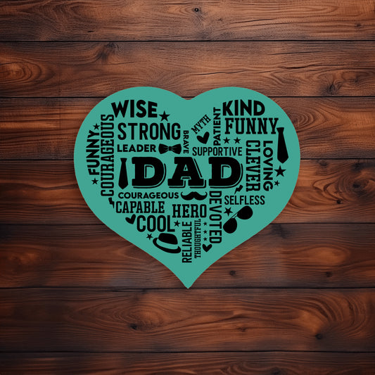 Heart Shaped DAD Word Art MDF Sign