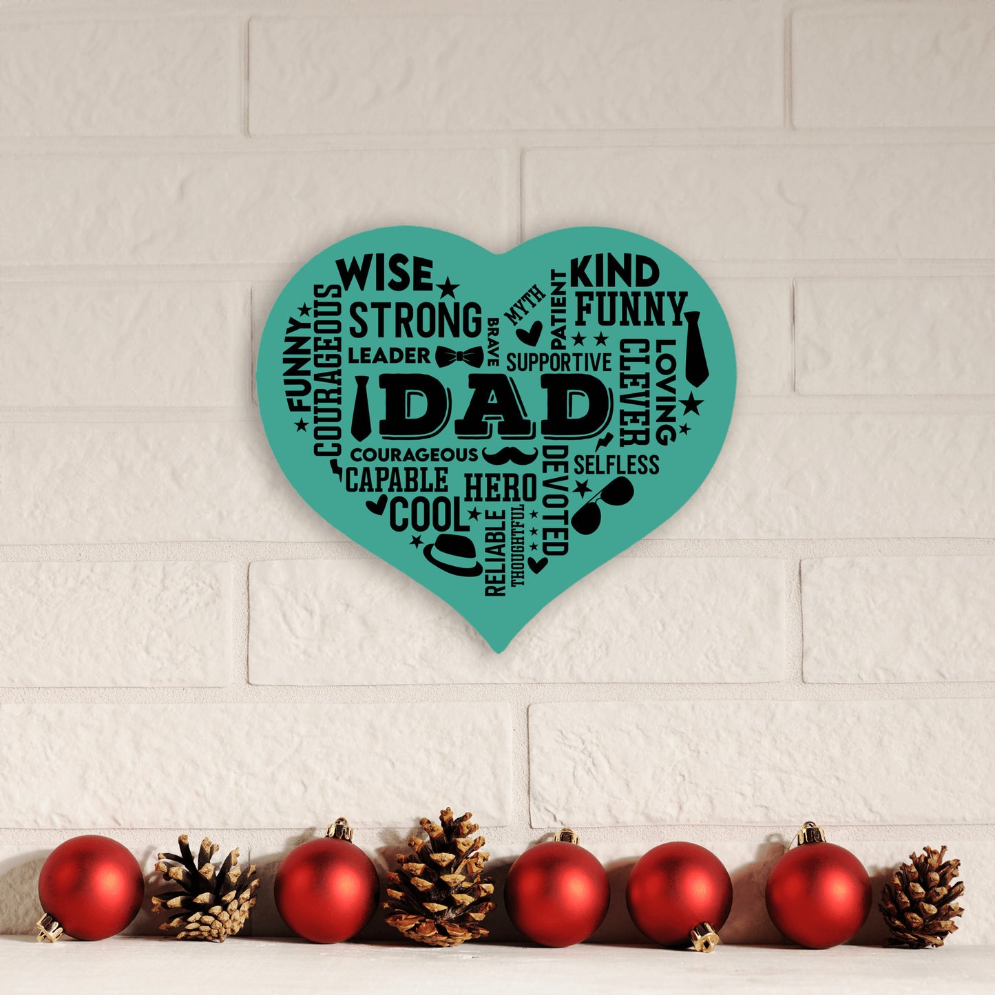 Heart Shaped DAD Word Art MDF Sign